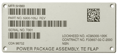 Asset Nameplate Examples Metal Nameplates & Serial Plates | Nameplate & Panel Technology