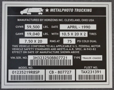 Silver on black Metalphoto Serial Plate