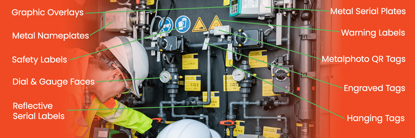 NEC 110.16 compliant arc flash label on powder-coated switchgear cabinet