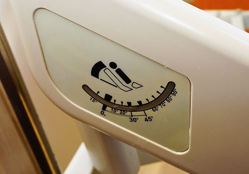 Ball bearing angle gauge on a hospital bed.